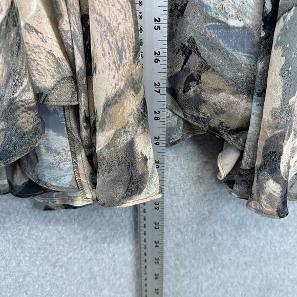 Bob Mackie Skirt Womens Size M Neutral Multi Floral Print Pull-On Woven Pleated - Picture 7 of 14